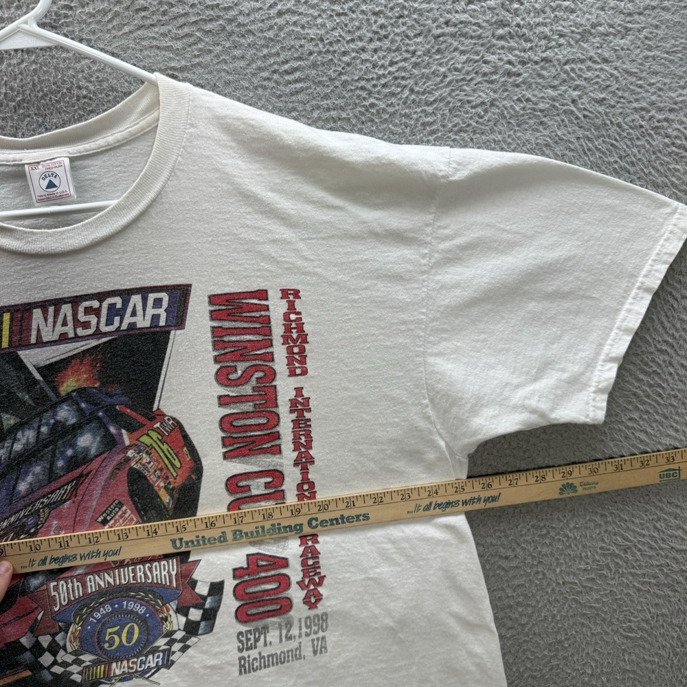 Vintage Nascar Shirt Adult 2XL XXL White Crewneck Tee Skater Grunge Faded 90s - Picture 3 of 11